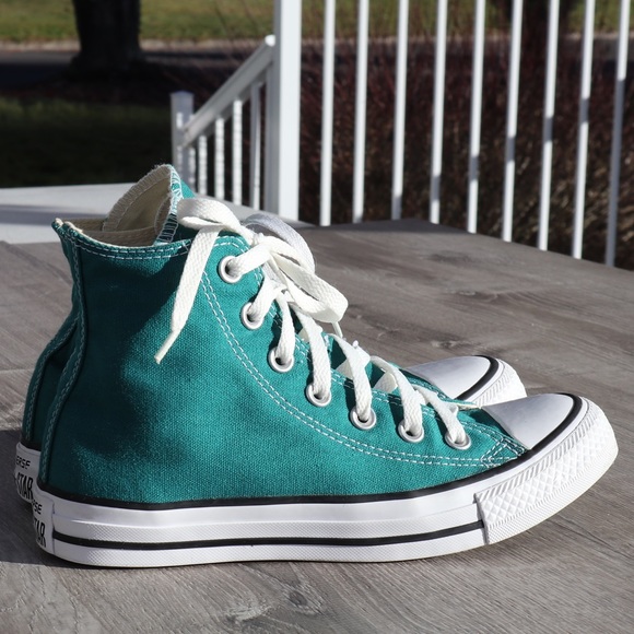 Converse Shoes - Converse teal whit high top sneakers
